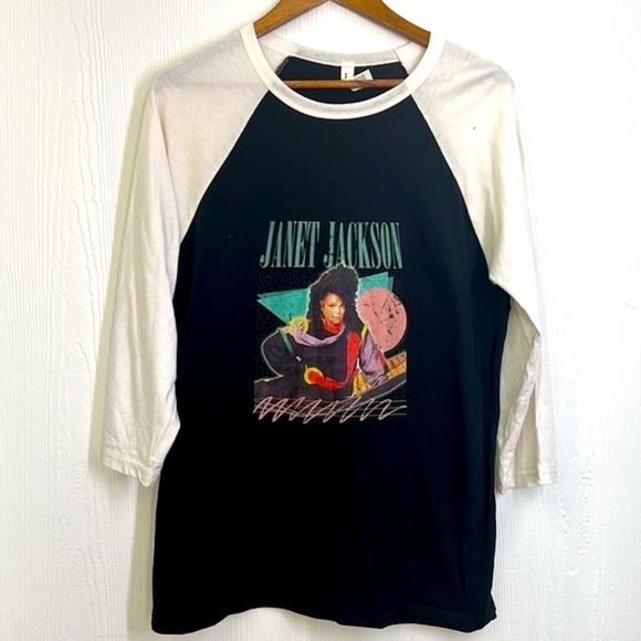 Bella Canvas - Janet Jackson Eighties Graphic Baseball 3/4 Sleeve Tee Size Large - Picture 8 of 11